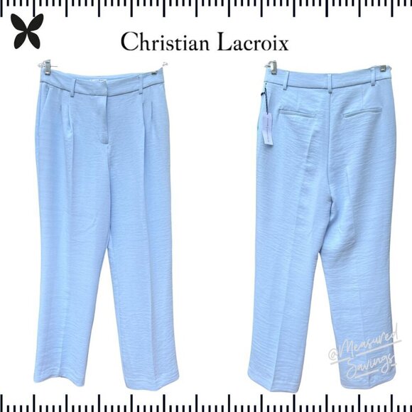 Christian Lacroix [NWT - Size 8] Light Blue High-Rise Pintuck Trousers - Picture 3 of 8